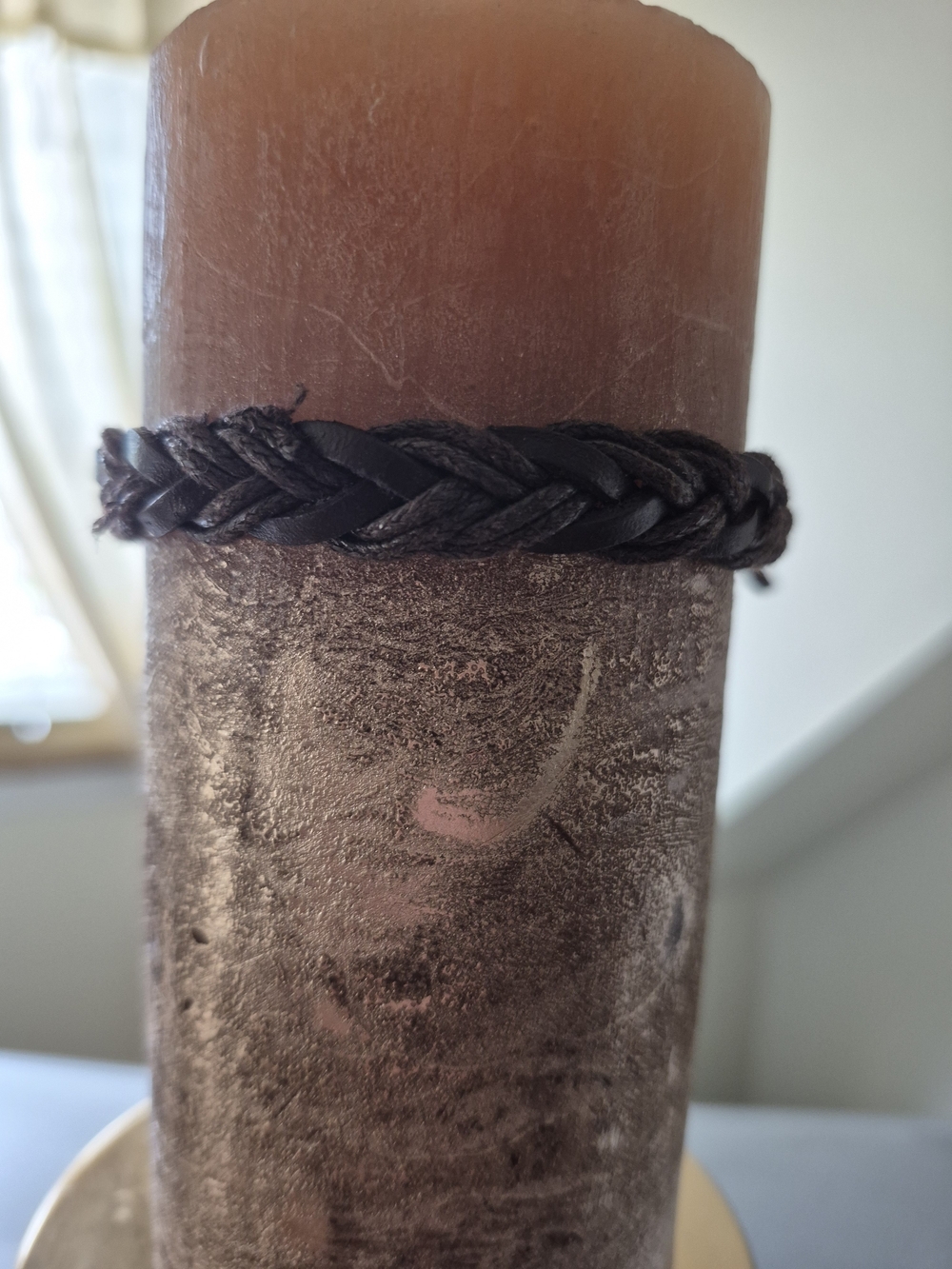 Braided Dark Brown Leather Bracelet - Unbranded